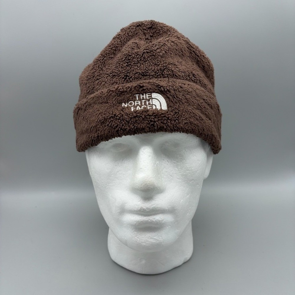 The North Face Beanie Womens OS Brown High Pile Fleece Winter Gorpcore - Picture 1 of 10